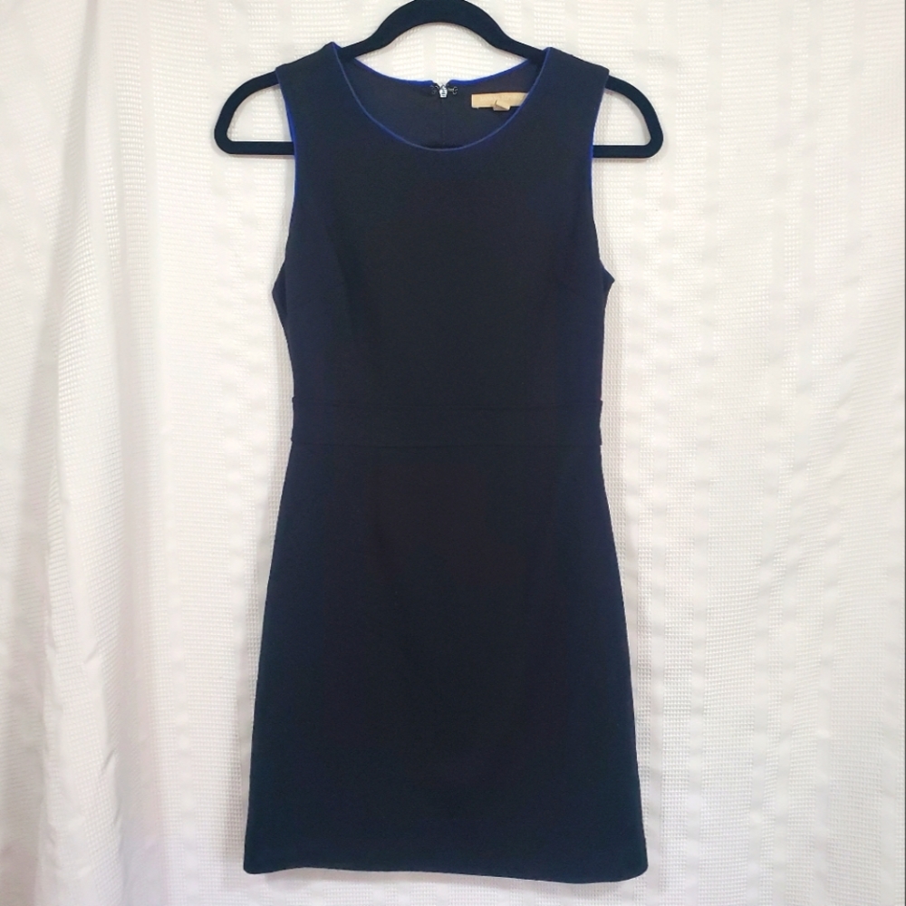 BANANA REPUBLIC Dress Black W/Blue Piping on Trim Size 0